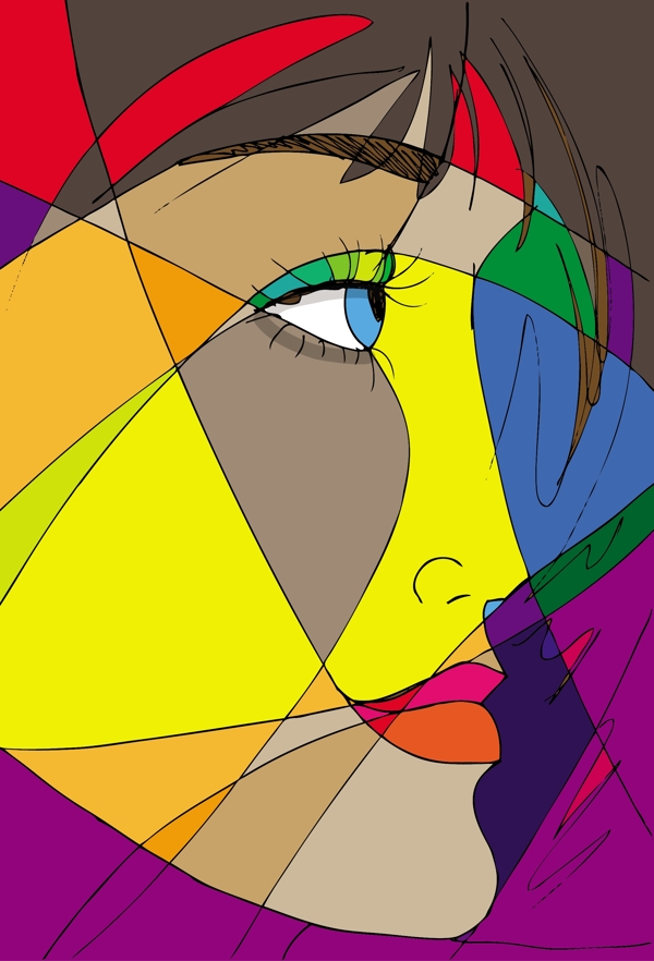 摘要女子臉矢量插畫