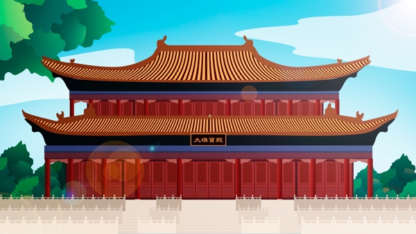 中国风历史建筑大雄宝殿