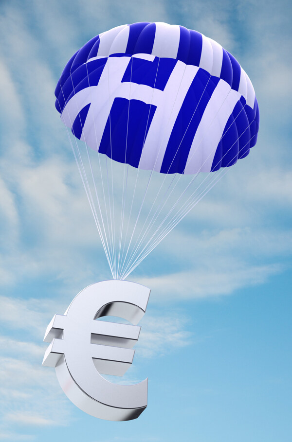 希腊国旗降落伞图片