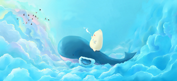 浪漫藍(lán)色云朵banner背景素材