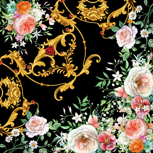 手绘玫瑰欧式花纹图片