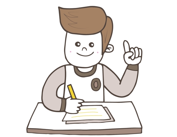 卡通男孩寫字元素