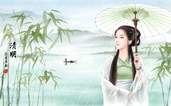 清明中式国风古风复古插画背景