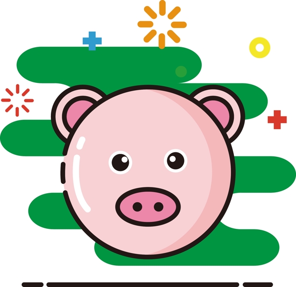 2019年猪年猪mbe可爱卡通动物元素