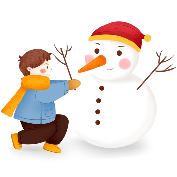 小清新堆雪人的男孩設(shè)計