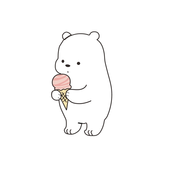 百日宴生日宴素材手绘可爱小白熊图片