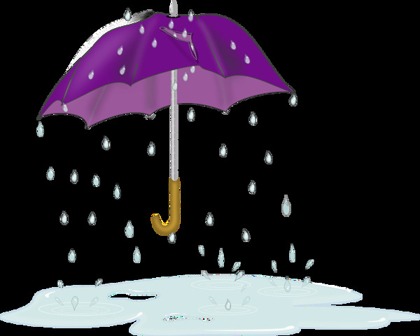 破伞在雨中