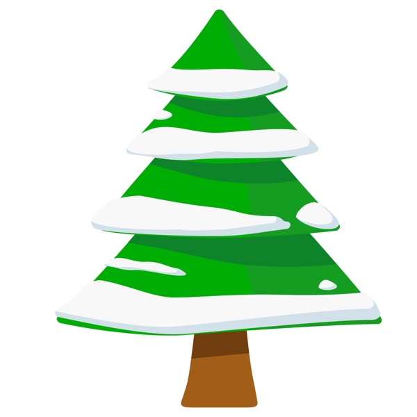 雪树松树冬日圣诞节日卡通可爱矢量元素