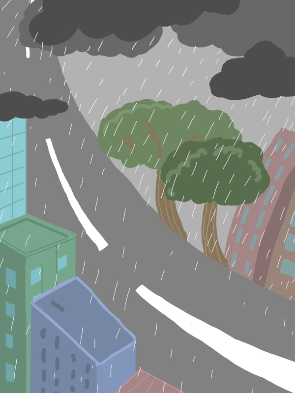 下雨天城市道路背景