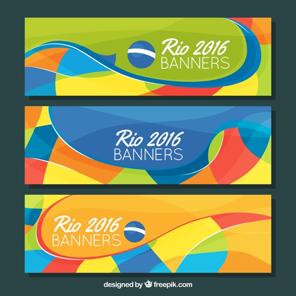 2016巴西里约奥运会彩色横幅矢量图