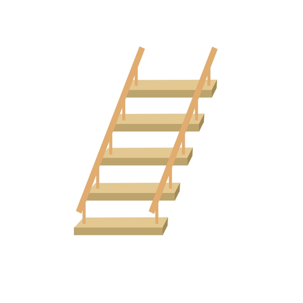 一节木板楼梯插画