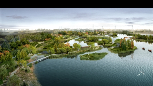 城市湿地沼泽公园效果图图片