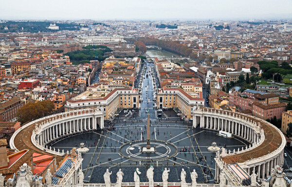 罗马广场鸟瞰雕像全景图