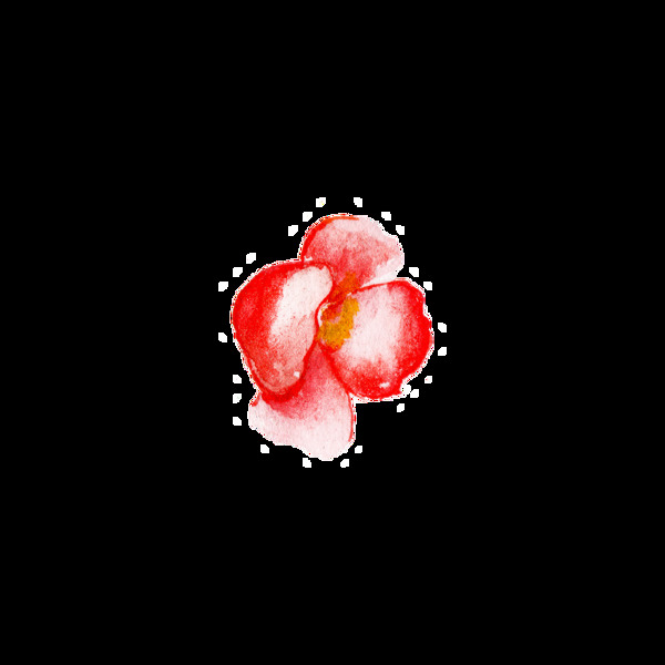 红色花朵水彩手绘透明素材