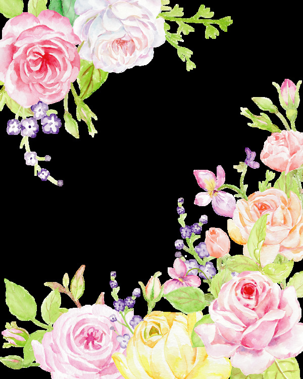 手绘婚礼卡片装饰花朵png透明素材