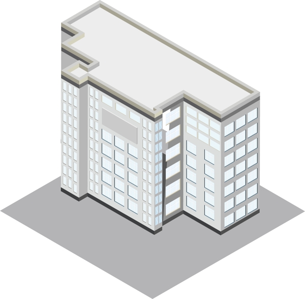 2.5D灰白色高层建筑可商用元素