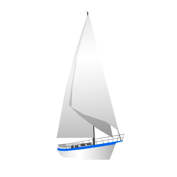海上白色帆船插画