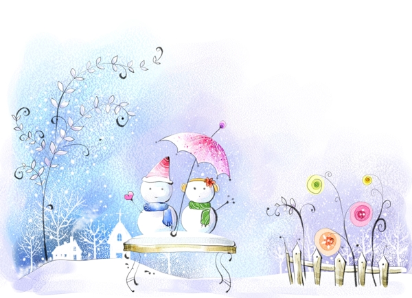 冬天唯美雪人