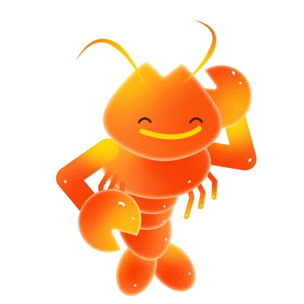 微笑的拟人龙虾插画