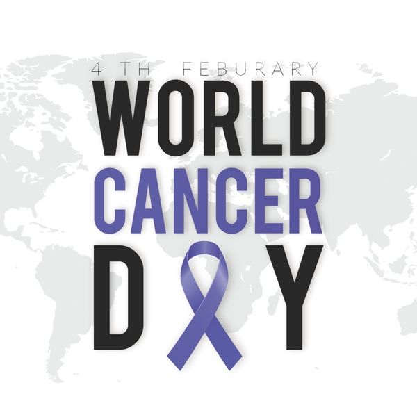世界癌症日蓝色和黑色字母