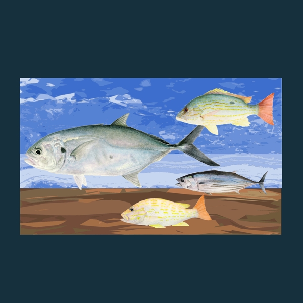 印花矢量圖動物魚魚專題男裝免費(fèi)素材