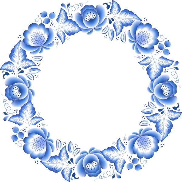 传统艺术青花瓷花环