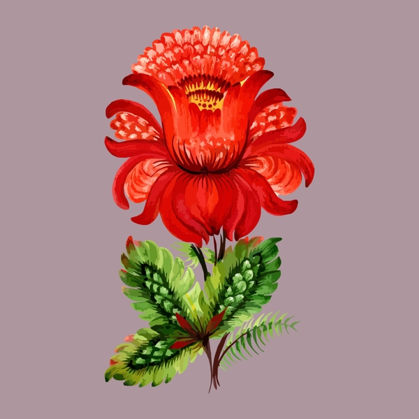 印花矢量圖植物花朵色彩黑色免費(fèi)素材