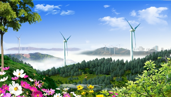 绿色能源风力发电图片