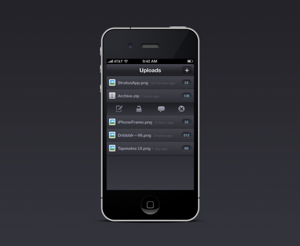 黑暗的iPhone上傳應(yīng)用程序的接口PSD
