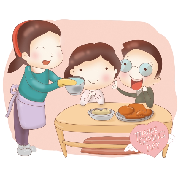 感恩节感谢父母卡通温馨家庭场景组图