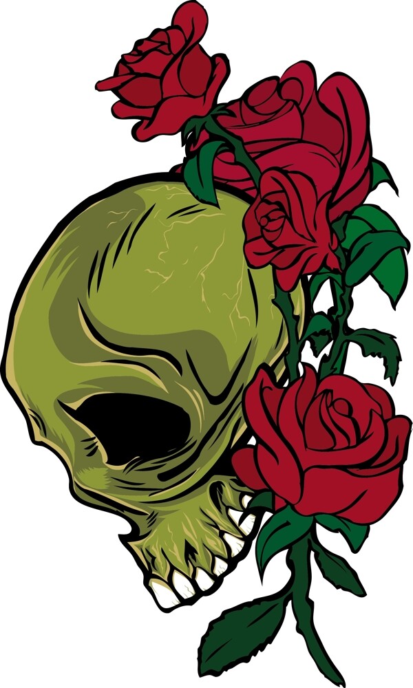 與花骷髏矢量元素