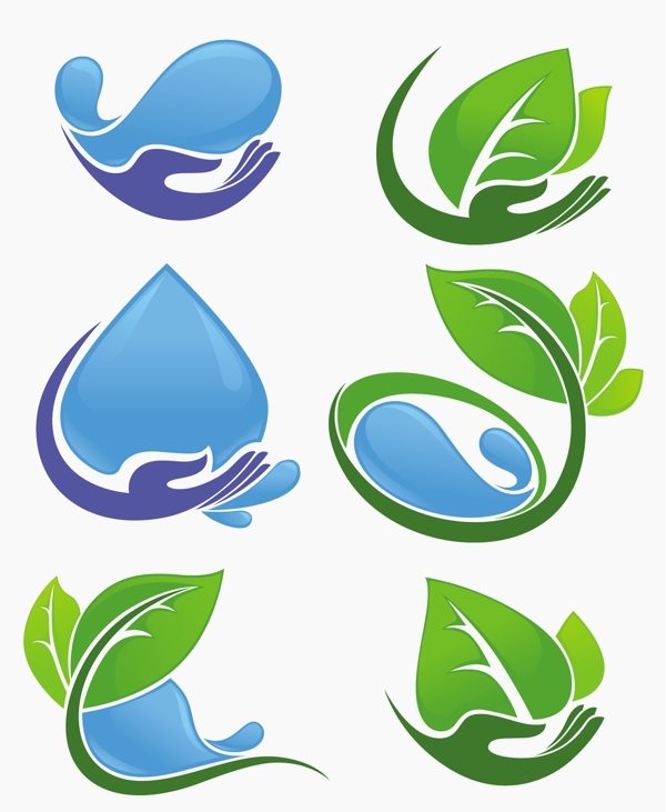 水滴绿叶logo设计