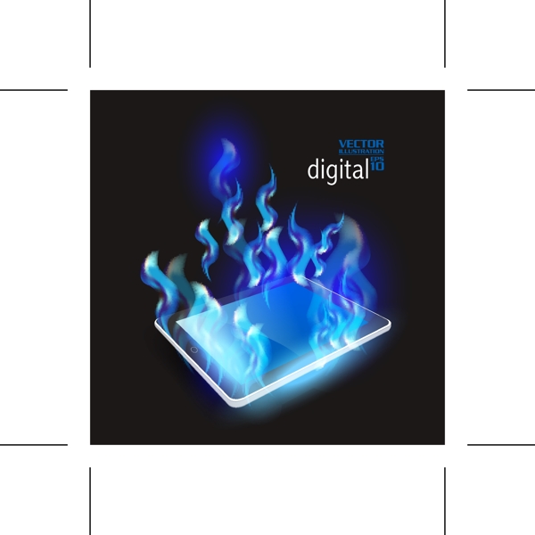 平板电脑蓝色火焰图片