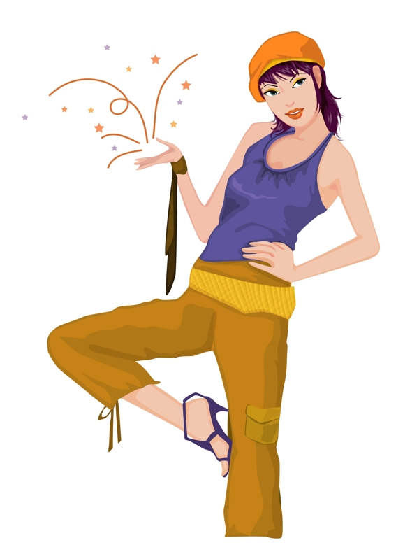 插畫時(shí)尚美女百態(tài)美女圖片