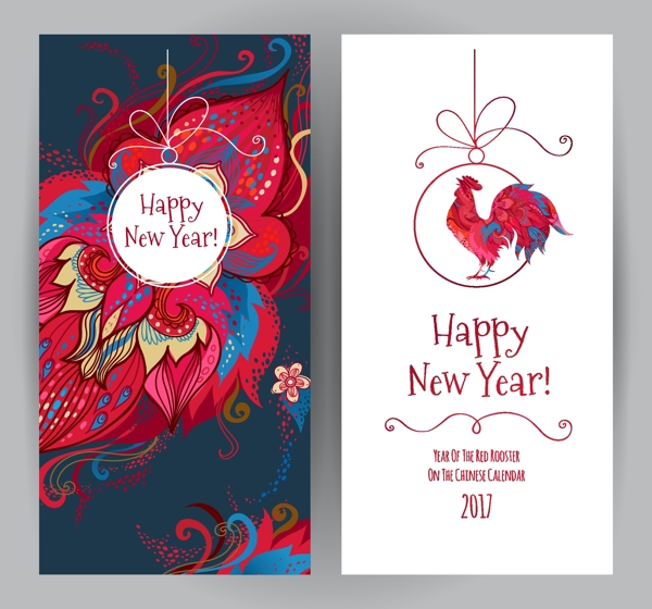 雞年節(jié)日卡片邀請函矢量素材源文件