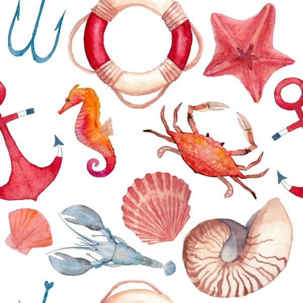 时尚手绘海洋动物插画