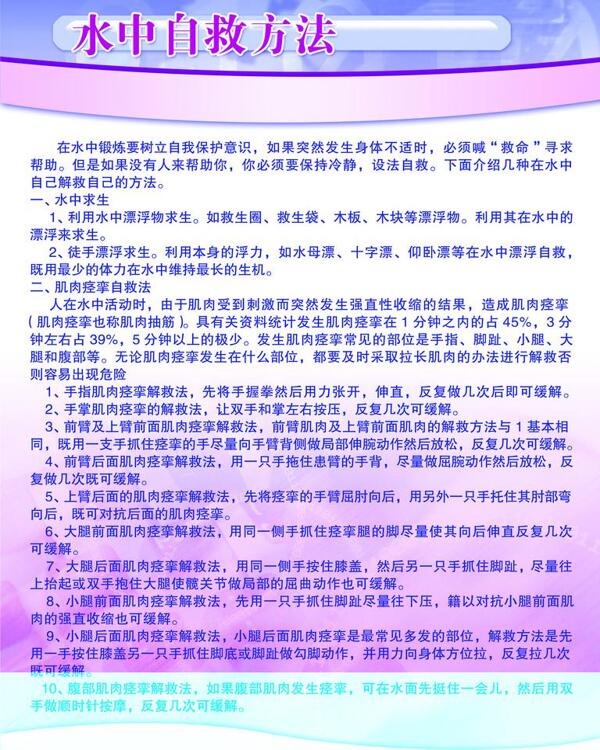水中自救展板圖片