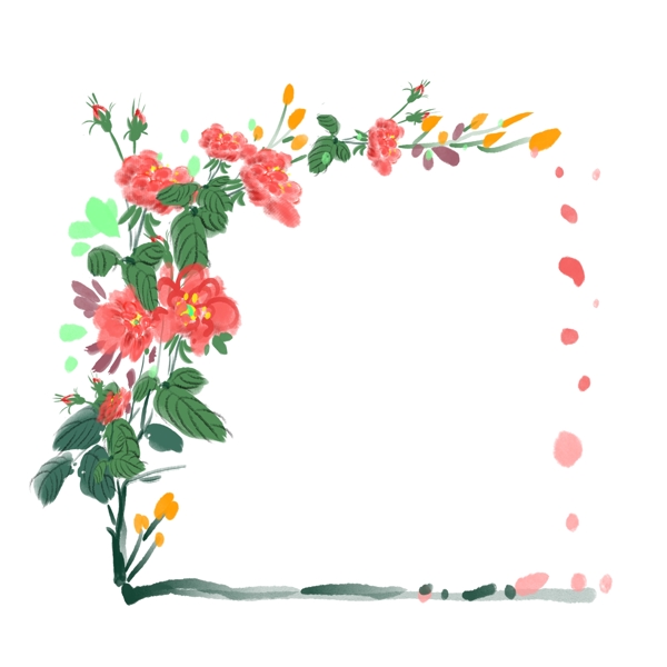 花卉小框卡通插画