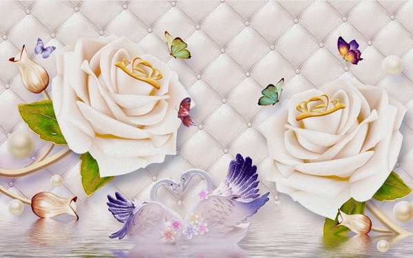 白色玫瑰花背景墙