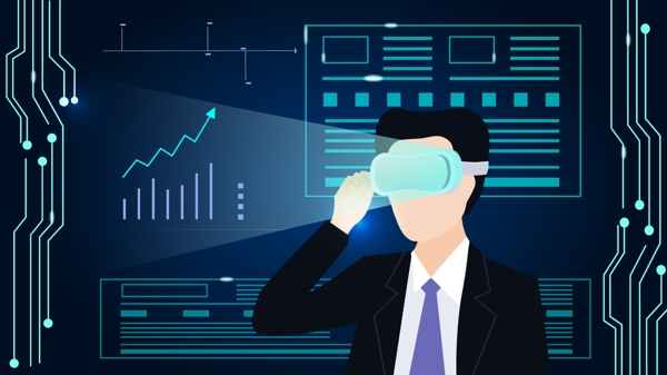 科技未来VR虚拟现实技术矢量插画