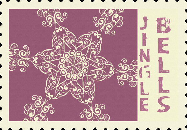 可愛冬天圣誕節(jié)主題郵票png素材