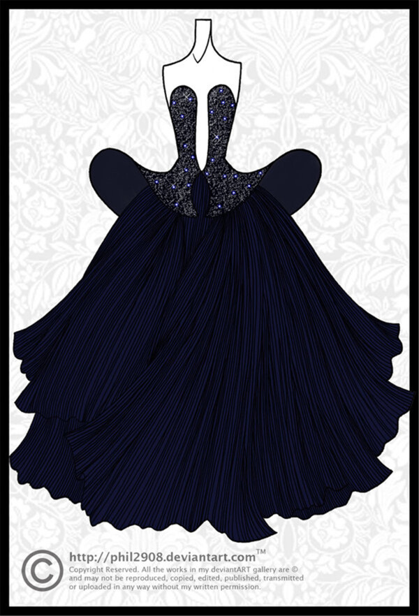 黑色长裙礼服设计图