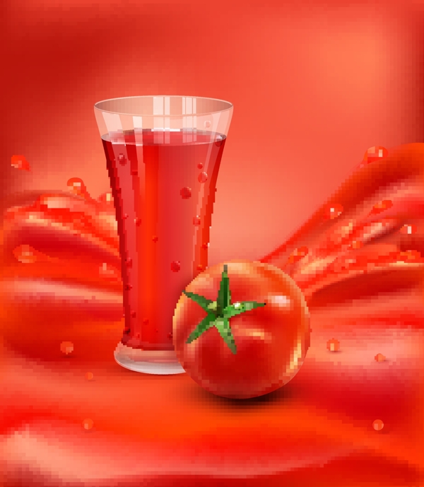 番茄饮料背景矢量素材下载