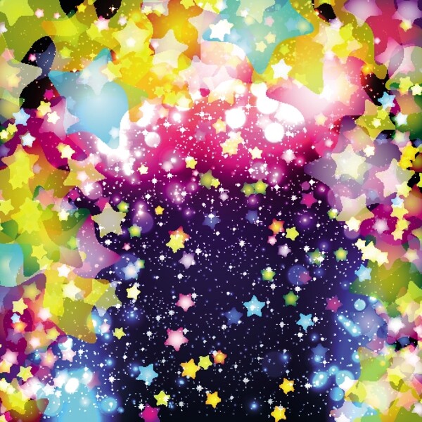 矢量絢麗五彩五角星背景素材