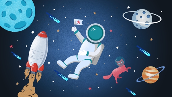 宇宙探险之太空人和猫成功登录