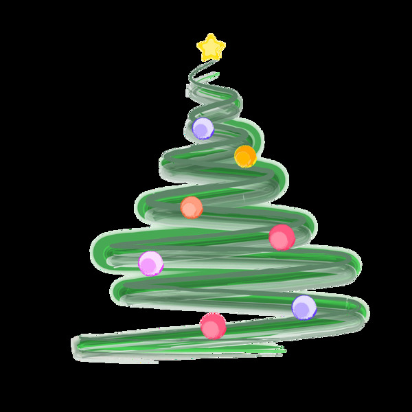 绿色创意线条圣诞树png元素