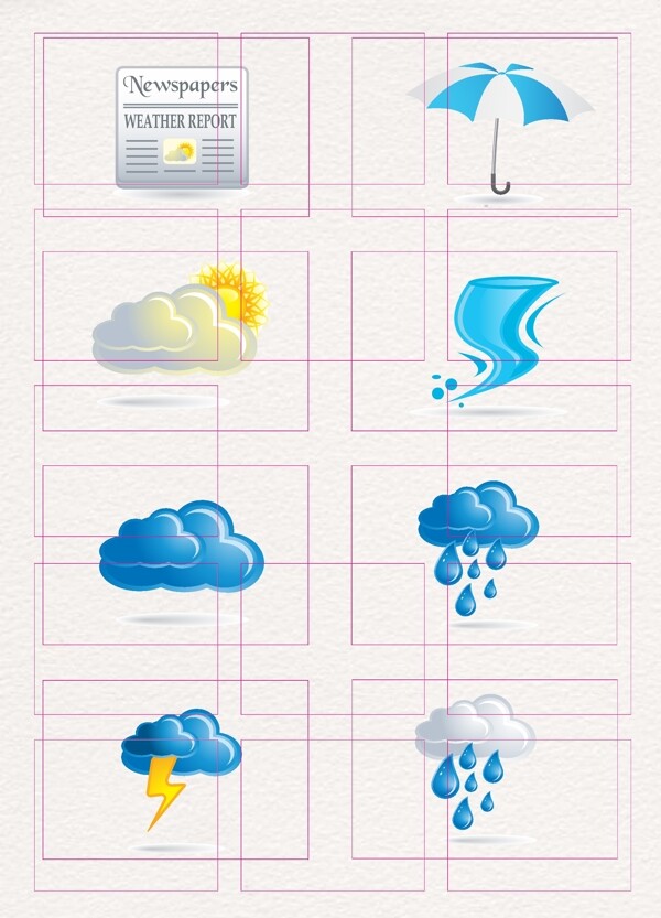 卡通手绘8组天气预报元素矢量图
