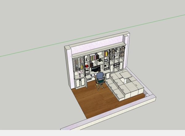 榻榻米帶書柜sketchup8