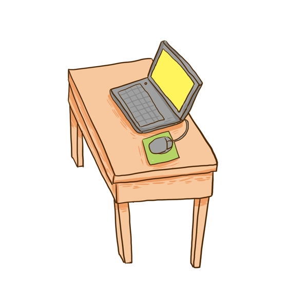 手绘电脑电脑桌漫画设计