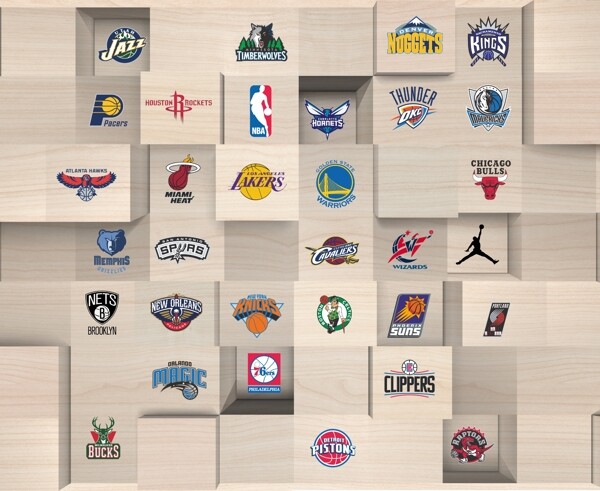 立体方块上的NBA标志背景底纹